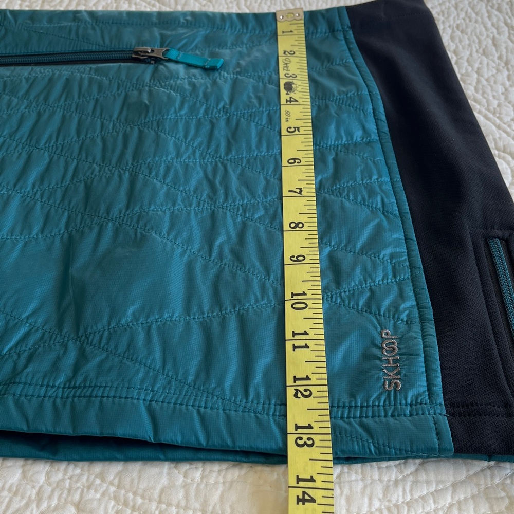 Skhoop Kari Mini Skirt Quilted Womens XS Black Teal Side Zip Pockets Scandi Girl - Picture 12 of 16